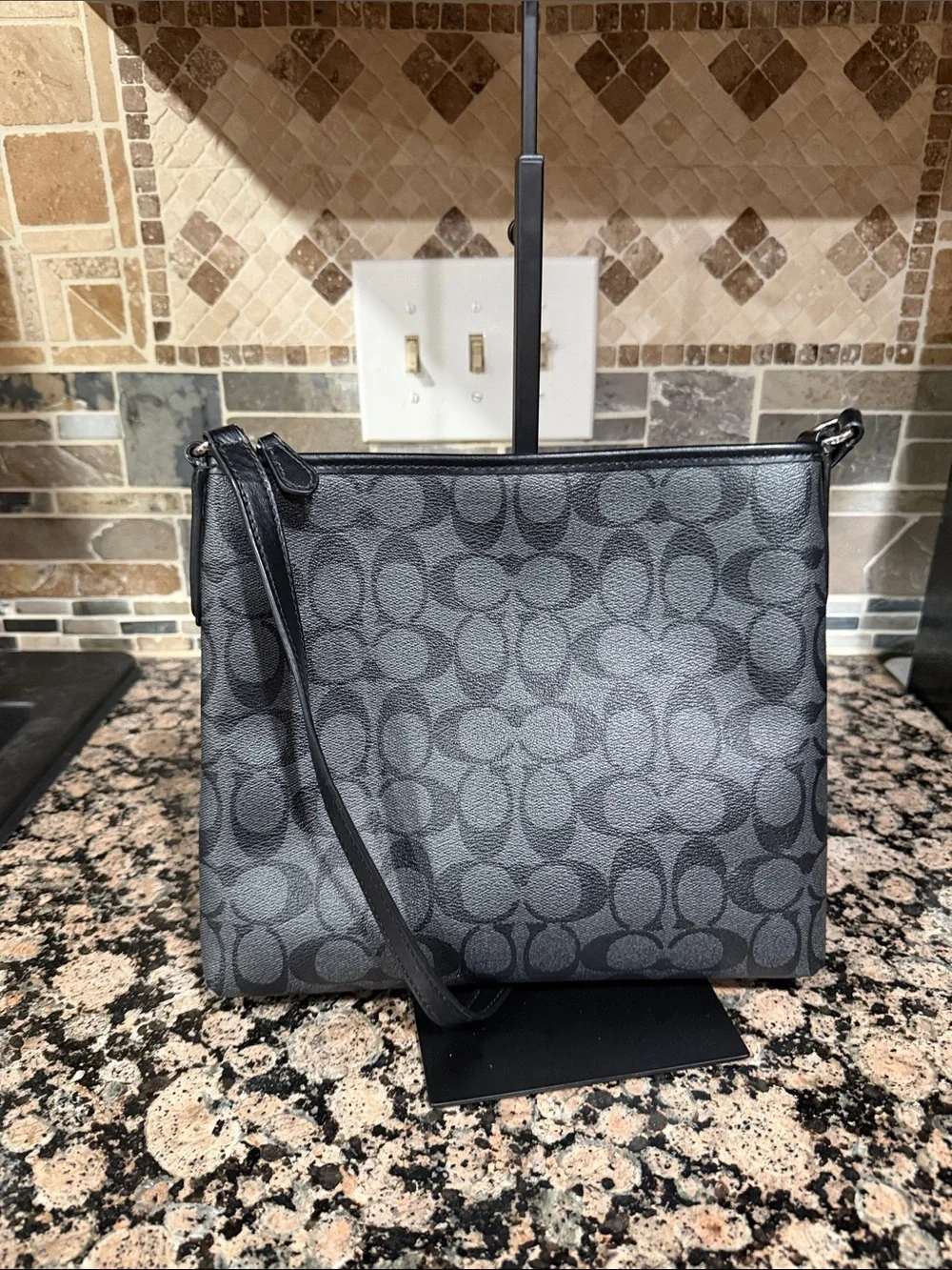 Coach Black Signature Monogram Shoulder Bag
